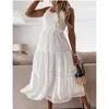 Casual Dresses 2024 Spring Summer Lace High Waist Curved Split Temperament Commute Inner Suspender Dress