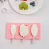 Bakformar 1/2st silikon glass mögel popsicle söt tecknad djur med lock och pinnar återanvändbara gör sommaren