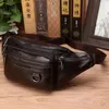 Riñonera de cuero genuino para hombre, bolso de viaje Retro de piel Natural, bolso cruzado, eslinga para el cuerpo, pecho, cinturón de cadera, bolsas 240103