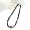 Girocollo Lii Ji 10mm/12mm Occhio di tigre rosso Ematite Agata nera Collana multi pietra in acciaio inossidabile 52 cm Alla moda per uomo