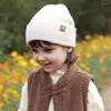 Береты, детская осенне-зимняя вязаная шапка без полей, однотонная шапка на утолщенной флисовой подкладке, головной убор для мальчиков и девочек