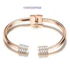 Neumáticos de coche Pulsera Moda para mujer Círculo de diamantes completo Pulsera de acero de titanio Taladro de estilo punk femenino Doble columna American Small Gian Con caja original