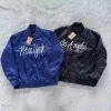 SS24 LA Chapter Satin Varsity Jacket American Baseball Jacket Letter broderad enkelbröst basebolljacka