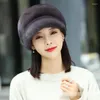 Top kapaklar Beanies Yumuşak Sıcak Kabarık Kış Şapkası Kadınlar İçin Örgü Gerçek Şapkalar Kadın Bonnet Kadın Kapağı