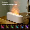 KINSCOTER RGB Flame Aroma Diffuser Air Humidifier Ultrasonic Cool Mist Maker Fogger LED Essential Oil Fire Lamp Difusor Gift 240104