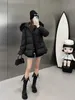 2024 Autumn Winter Women's White Duck Down Parkas Jackets Fur Dragkedja Hooded Woman's Slim Short Coats MKW24004