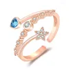 Cluster Ringen KOFSAC Zoete Temperament Ster Blauw Zirkoon Liefde Hart Ring Vrouwelijke Sieraden 925 Sterling Zilver Voor Vrouwen Verlovingscadeau