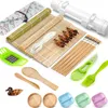 Fabricante de sushi conjunto máquina molde bazuca rolo kit carne vegetal rolamento esteira bambu diy ferramentas cozinha gadgets acessórios 240103