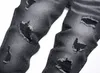 fioletowe dżinsy męskie ubranie męskie 2024 Black w trudnej sytuacji, proste dopasowanie Slim Pants Trend Młodzież Mid Rise