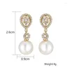Dangle Earrings UILZ Simple Temperament Pearl For Women European And American Exquisite Micro-paved Zircon Bridal Dress Earring Jewelry