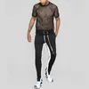 Men's Spring and Summer Mesh Crew Neck Net Shirt Hollow Short Sleeve T-shirt Trend Loose Men's Wear