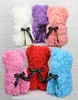 Multicolor Rose Flower Teddy Bear Artificial Doll Show Love with Sweet Ribbon Bow Present Box For Valentine039 S Day gift Gift7537997