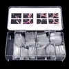 500Pcs/box Nature Transparent White False Artificial Nail Tips Half Cover Clear Fake Cover 10 Sizes DIY ABS Plastic Box Pack 240104