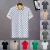 Designerski koszulka z lapami stojak Lapel Stripe Stripe Pszczoła męska moda