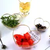 Bowls Heart Shaped Glass Bowl Simple Love Golden Trimming Fruit Plate Irregular Transparent Candy Trays Snack