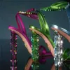 Designer Sandals Crystal High Heeled Pink Transparent Patent Leather Sandals Lady Heels