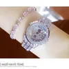 Armbandsur BS Bee Sister 2024 Full Diamond Gold Watch for Women Luxury Elegant Ladies Fashion Silver Crystal Armband Watches