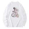 Men's T Shirts Autumn Winter Ride Bike Print Long Sleeve T-shirts Men Futuristic Bicycle Pullovers Plus Size Brand Clothing Tops