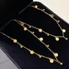 Halsband Chuhan AU750 Classic Women Necklace Real 18K Gold ClaVicle Chain Sequined Gold Beads Interlagade fina smycken Födelsedagspresenter