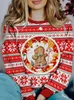 T-shirts Femmes Noël Vieil Homme Chemise Femmes Kawaii Vacances Elk Père Noël 3D Imprimer Pulls Femme Automne Casual Manches Longues Oversize