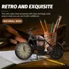 Table Clocks Motorcycle Clock Home Desktop Decor Decorative Iron Adornment Craft Novel Retro Ornament Living Room Bookshelf For Kids