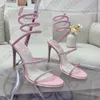 Rene Caovilla Scarpe da donna con tacco alto Margot Gioiello Sandali in pelle di lusso con serpente intrecciato Sandalo da festa con scatola 508