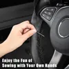 Steering Wheel Covers 38cm Car Braid Cover With Needle Thread Hand-Stitched Artificial Leather PU Auto Accessories