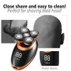 IPX7 Waterproof Electric Shaver Razor for Men Beard Hair Trimmer Rechargeble Bald Head Shaving Machine LCD Display Grooming Kit 240103