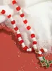 Collier de perles rouges à la mode, pendentif béquille, cadeau de noël, cloches colorées, bijoux de fête tendance, vacances, 2024