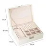 DoubleLayer Wooden Jewlery Box Ring Jewelry Jolebry and Backing with Pu Leather Storage Makeup Case 240103