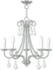 Chandeliers Transitional Five Light Chandelier From Daphne Collection In Pwt Nckl B/S Slvr. Finish Brushed Nickel