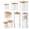 Storage Boxes Portable Jewelry Make-up Tools Organizer Bamboo Cover Round Container Box Transparent
