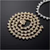 Europäischer Hip Hop personalisierte Herz-Diamant-Silber-Tennis-Halskette Großhandel