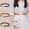 Belts Adjustable Thin Belt Luxury Design Metal Pu Leather Waistband Dress Trouser Decoration Hang Buckle Waist Strap Female