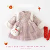 Zimowa dziewczyna pluszowa chińska sukienka księżniczka jesień/zimowe ubrania dziecko
