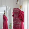 シャロンは、豪華なドバイセージグリーンイブニングドレスとケープアラビア語のブルースカイライラックエレガントな女性ウェディングパーティーガウンSS238 240103