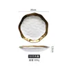 Plates 8/10 Inch Gold-rimmed Tableware Ceramic Dessert Dish White Porcelain And Black Tray High-grade Western