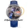 RMF AT802.50.DR Astronomia Tourbillon Montre mécanique pour homme Glacé Pavé Baguette Diamants 3D Art Or Dragon Cadran Cuir Super Edition trustytime001Montres