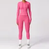 Active Sets Quick-dry Bare-feel Tight-fitting Long-sleeve Yoga Set Winter Outdoor Running Fitness Sports Outfit For Women.