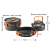 Batterie de cuisine Ensembles Théière en alumine Kit de poêle à frire portable durable pour barbecue de voyage autonome