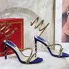 Rene Caovilla Heel Designers Margot Jewel Sandal Rhinestone Studded Women High Heel med Box 508