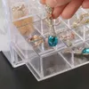 Earring Jewelry Box Acrylic Storage Women's Ring Display with 5 Drawers and 120 Small Compartment Trays 240122