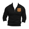 Men's Hoodies Zipper Half Placket Pullover Tops Stand Collar Sweatshirt Casual Fleece With For Autumn