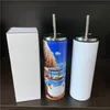 Blank Sublimation Tumbler with Metal Lid 20oz STRAIGHT tumbler Straight Cups Stainless Steel Insulated CUPS Beer Coffee Mugs LT744