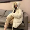 Women's Down Padded Jacket Women 2024 Y2k Korean Version Of Loose Turtle Back Profile Thick Winter Mid-length Bread Suit Tide