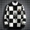 Pulls pour hommes Hommes Style coréen Hiver Hip Hop Lâche Haut de gamme Pulls en cachemire Vêtements Mode Plaid Pull de Noël 3XL-M