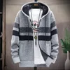 Men's Hooded Jumper Cold Sweater Winter Fleece Jackets Cardigan Wool Autumn Warm Zip Up Jacket Male Clothing Japan Knitwear Coat 240103