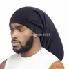 Nya män flätor dreadlocks natt sömnlock lång svanshuvmössa bred elastisk band kemo cancer hatt unisex fast färg huvud wrap