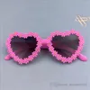 INS Girls flowers sunglasses kids love hearts frame Uv 400 beach eyewear kid's sunblock children princess adumbral S0372