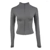 Blouses Femmes Femmes À Manches Longues Haut Doux Manteau Extensible Coupe-Vent Col Montant Automne Hiver Avec Fermeture À Glissière Mince